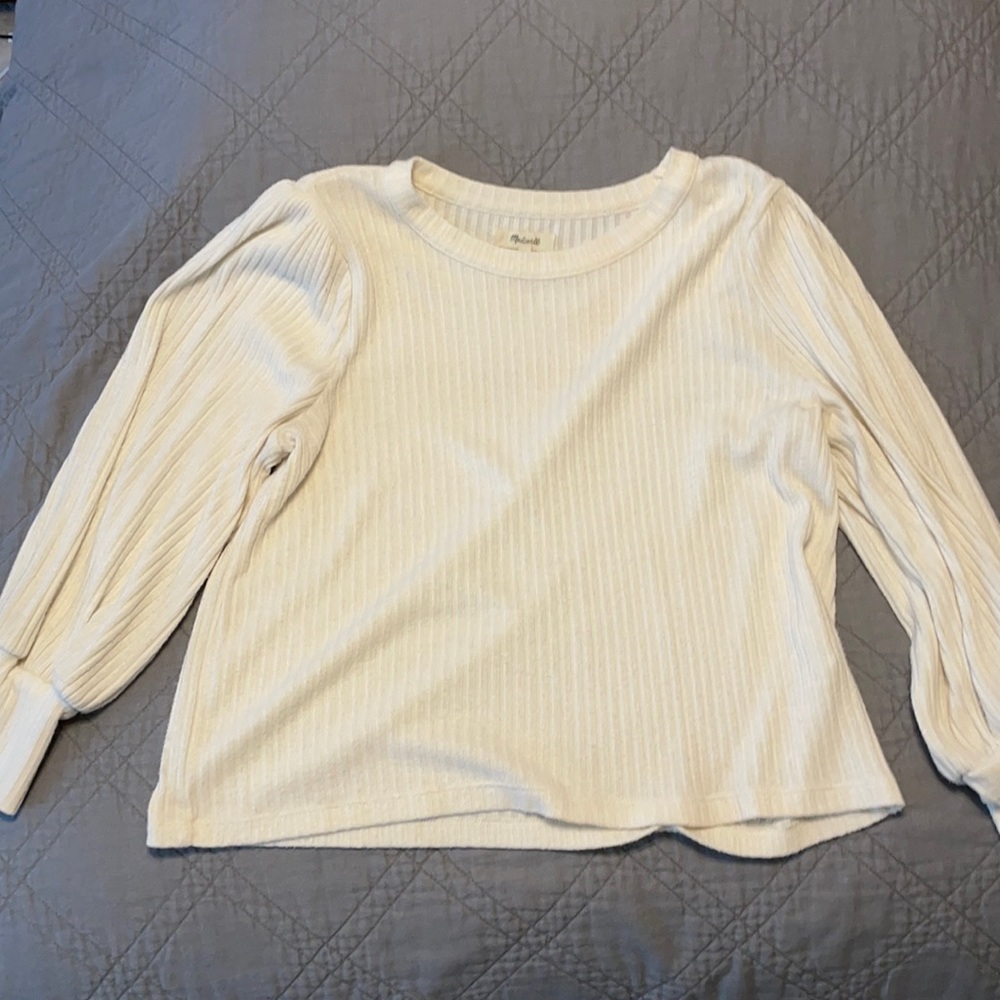 Madewell Brushed Rib Pleat Sleeve Top
